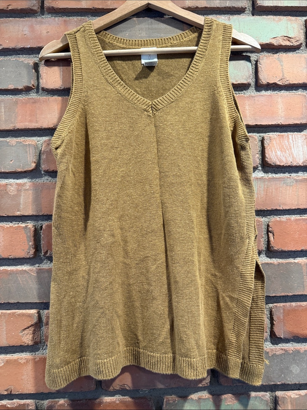 Women’s V-Neck Sleeveless Knit Top - Mustard